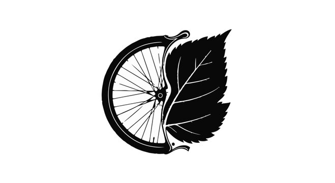 Bicycle wheel combined with a natural leaf represents eco friendly transport concepts.