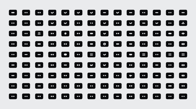 Set of 100 Black and White Minimalist Interface Icons Vector