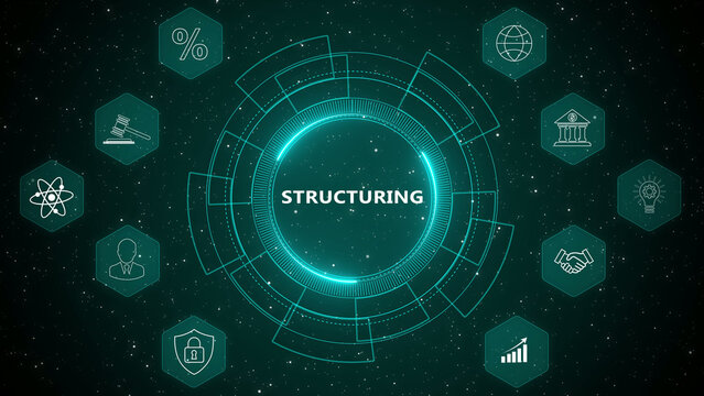 Digital data structuring analytics dashboard interface with system architecture organization information management technology concept futuristic UI 4K animation