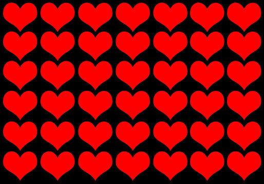 Hearts flat icons.Silhouette of Red heart on black background,I love you symbol.Love and romance sign