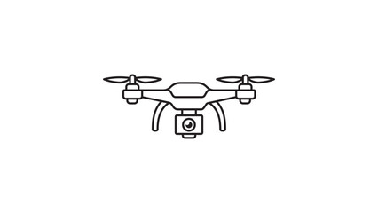 Minimalist Quadcopter Drone with Camera Vector Icon, Professional Unmanned Aerial Vehicle (UAV) Outline Illustration for Technology and Photography Projects, Editable Stroke, Scalable Design. © Sumon