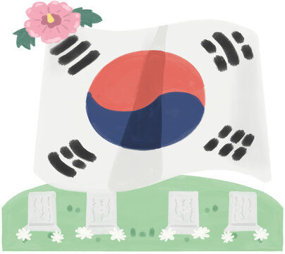 태극기 비석 무궁화