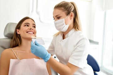 Fototapeta premium Dental Professional Provides Care to Patient in Clinic During Routine Appointment