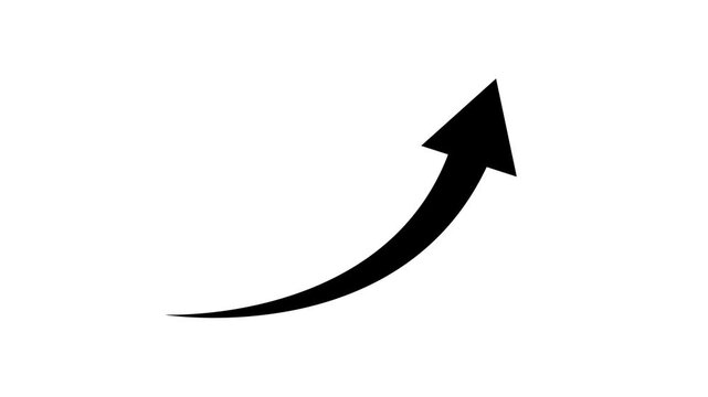 Minimalist black up arrow animation, clean upward motion pointer, rising direction symbol, white background