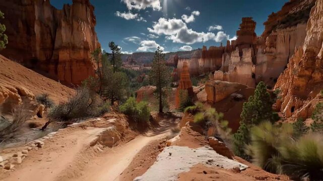 Stunning bryce canyon national park landscape with towering hoodoos and pine trees under a bright sunny sky