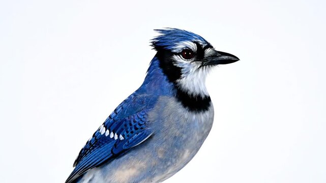 Close-up Portrait of a Vibrant Blue Jay Bird with Detailed Feathers
