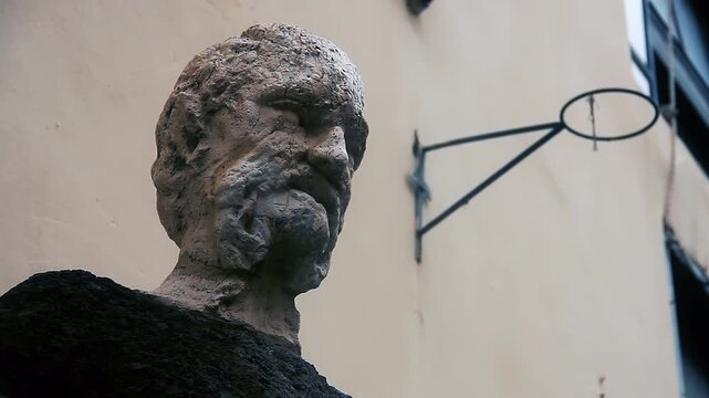 Detail of Il Babuino Statue One of the Talking Statues of Rome Italy - 4K