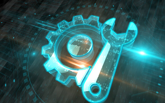 Setting maintenance management symbol digital concept 3d illustration