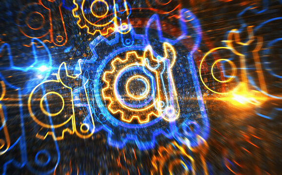 Setting maintenance management symbol digital concept 3d illustration