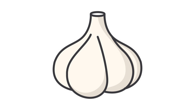 Garlic Bulb Modern Flat Vector Icon with Editable Stroke. A clean, minimalist illustration of a whole garlic head isolated on white, ideal for cooking, food, healthy eating, and recipe graphics.
