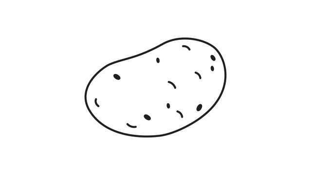 Minimalist Hand-Drawn Potato Vector Icon with Editable Stroke. Simple Black Line Illustration of a Lumpy Oval Potato Vegetable on White Background. Scalable Graphic for Food and Cooking Design.