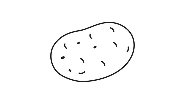 Minimalist Potato Vector Icon Illustration with Editable Stroke. Hand-drawn black line art of a lumpy oval potato on white background. Scalable graphic for food, cooking, and grocery store design.