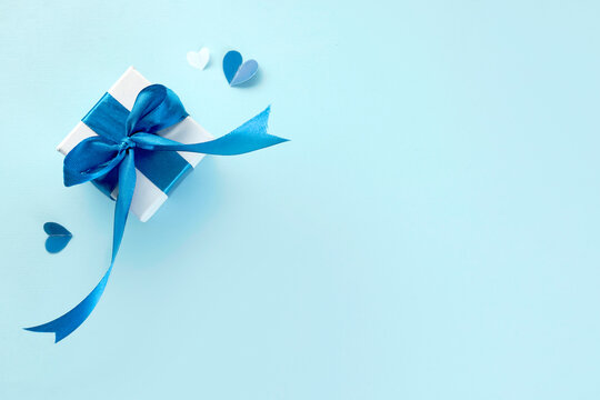 Father's day template,backdrop,background. Present, gift box top view.