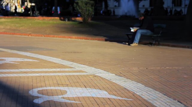 Close Up of Mothers of Plaza de Mayo Icon Painted on Ground in Buenos Aires Argentina - 4K