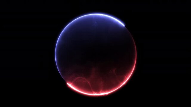 Red Blue Glow Loop Ring Rotation with Atmospheric Dust