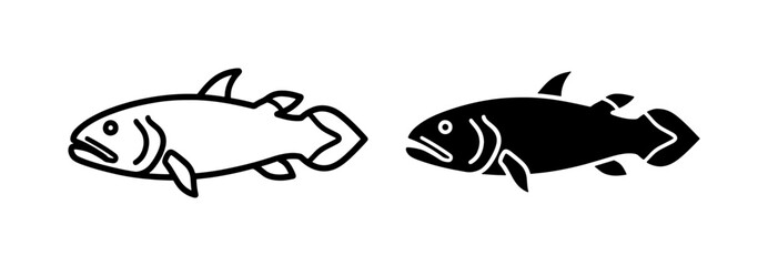 Fototapeta premium Fish Icons, Outline and Silhouette, Aquatic Life Vector Art, Seafood and Fishing Concepts, Marine Biology Illustrations