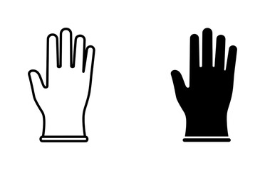 Obraz premium Medical Gloves Icon Set, Protective Handwear Vector Graphics, Disposable Latex Mitts, Cleanliness and Safety Symbol