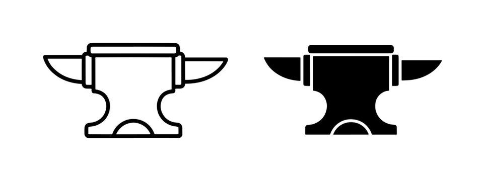 Anvil Icons, Blacksmith Tool Vector Graphics, Metalworking Equipment Symbols, Industrial Forge Tools, Crafting and Manufacturing Icons