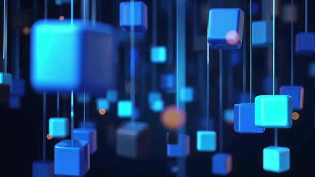 Abstract 3d digital background with floating blue cubes