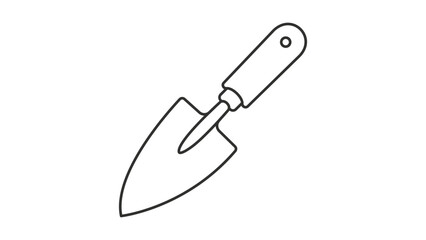 Minimalist Garden Trowel Vector Icon with Editable Stroke  Hand-Drawn Black Line Illustration of a Pointed Gardening Tool for Planting and Soil Work, Isolated on White Background for Modern Design. © Hania