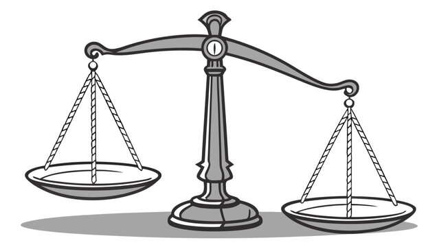 Vector illustration of an old-fashioned law scales of justice balance symbol with fairness judgment equality