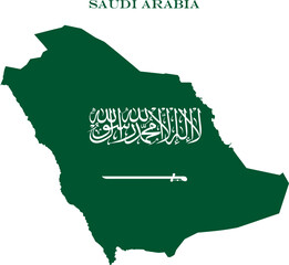 Saudi Arabia Map Flag Middle East National Vector Outline Country © NTGUILTY