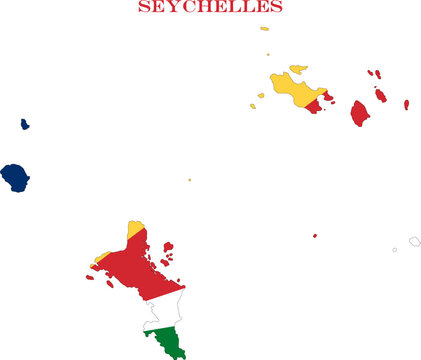 Seychelles Map Flag Indian Ocean National Vector Outline Island