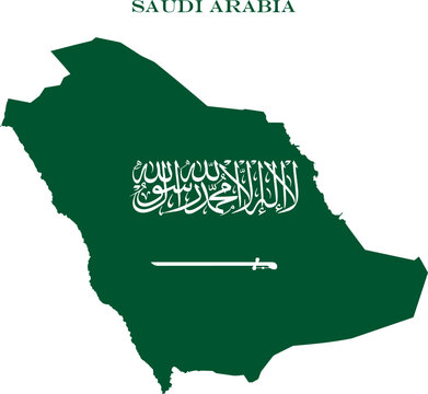 Saudi Arabia Map Flag Middle East National Vector Outline Country