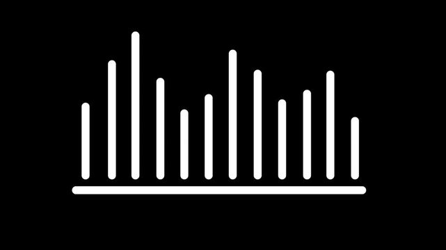 Glowing white bar graph with an ascending trend line on a black background &mdash; clean motion graphic representing business growth, performance analytics, and statistical progress.
