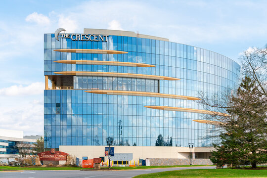 Verona, NY - Apr 3, 2026: The Crescent hotel building at Turning Stone Resort Casino, founded in 1993 by the Oneida Indian Nation