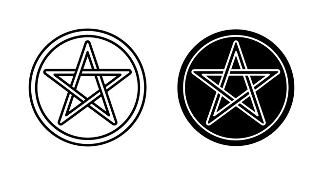 Pentagram Occult Symbol Vector Set in Circle
