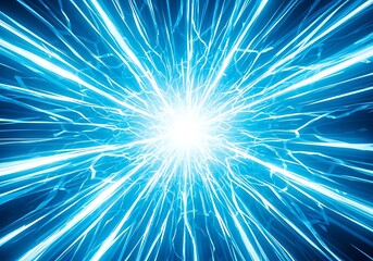 Obraz premium Bright blue light rays emanating from a central glowing white point radially outward in all directions dynamic energy burst