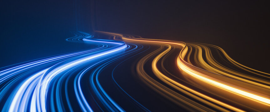 Abstract colorful lines - Sreaming data, technology background. 3d illustration