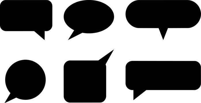 Black speech bubbles set with varied shapes in vector art