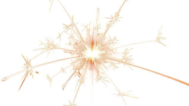 Sparkling firework sparkler element isolated on transparent background for celebration events.