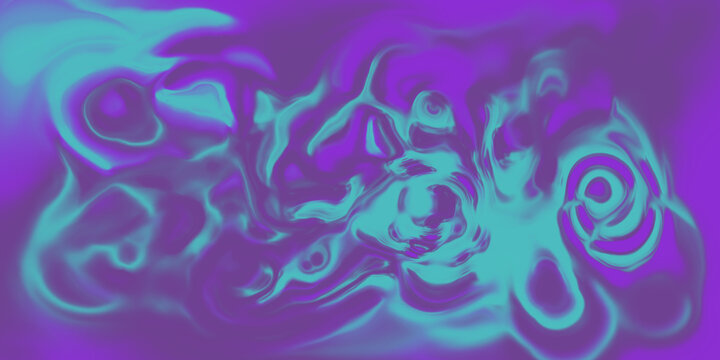 Vibrant purple and turquoise fluid abstract background with flowing liquid marble texture and artistic psychedelic swirls