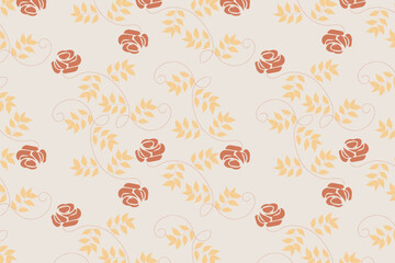 Obraz premium Minimal luxury floral seamless pattern featuring ultrafine botanical lines and subtle soft fills, perfect for branding systems, packaging design, labels, textiles, and refined wallpaper use.