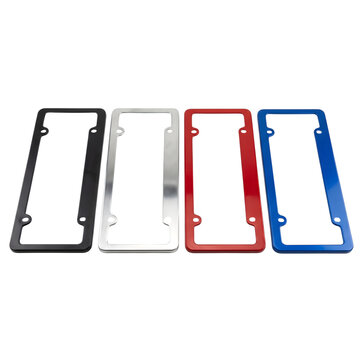 Stylish car plate frames collection chrome black red blue isolated on transparent background
