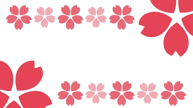桜の花02 大小 濃い桜色 2色 パターン04 背景 白 ループ