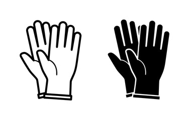 Obraz premium Protective Rubber Gloves Outline and Silhouette Icon Set
