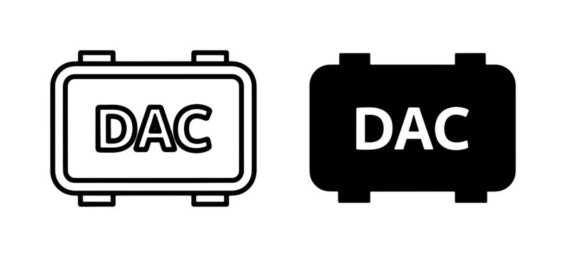 Digital Analog Converter DAC Chip Icon Set