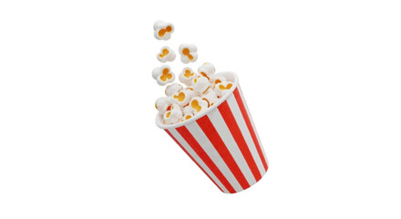 Obraz premium Vector illustration&nbsp;of 3d render of a red and white striped popcorn bucket on a transparent background