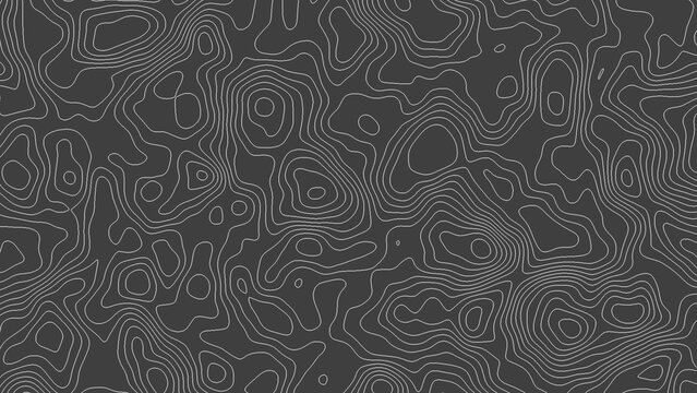 Abstract topographic map with winding lines on a dark shadowy background