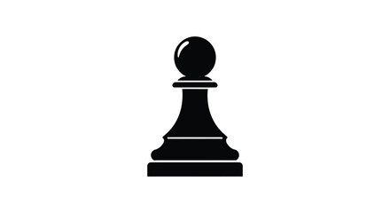 A stark black silhouette of a chess pawn stands prominently against a plain white background creating a minimalist image silhouette © Jahid