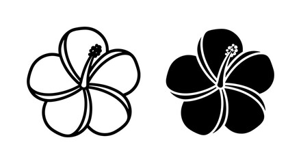 Hibiscus Flower Silhouette and Outline Vector Set © Morshed
