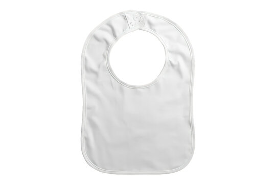 White baby infant bib blank mockup for customization, isolated on transparent background, childcare apparel for baby clothing template