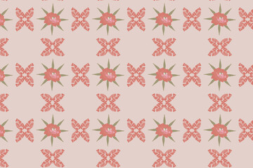 Fototapeta premium Minimal luxury floral seamless pattern featuring ultrafine botanical lines and subtle soft fills, perfect for branding systems, packaging design, labels, textiles, and refined wallpaper use.