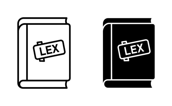 Lex Law Book Icon Set in Outline and Glyph Style