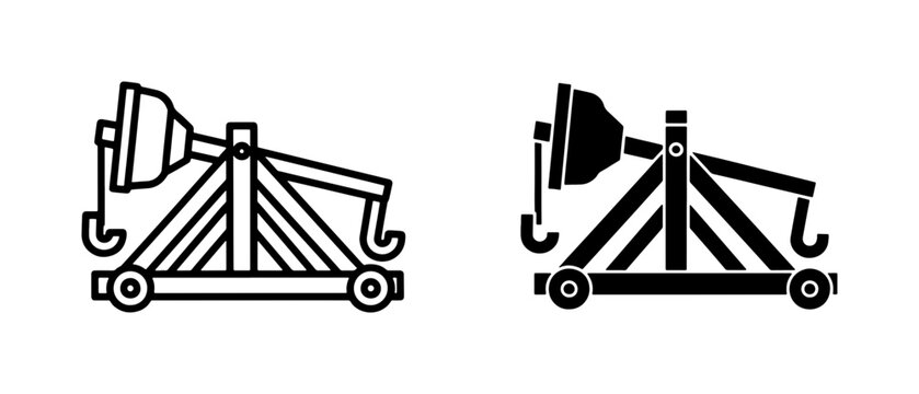 Medieval Catapult Siege Engine Icon Set