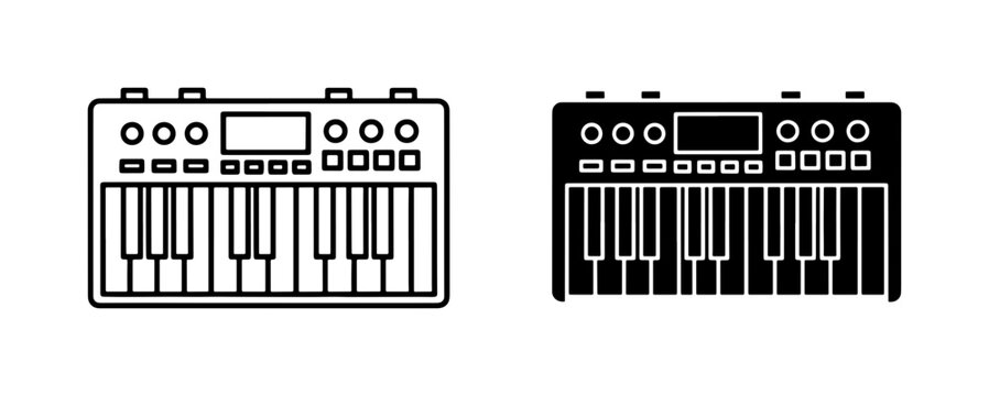 Midi Keyboard Controller Icon Set for Music Production